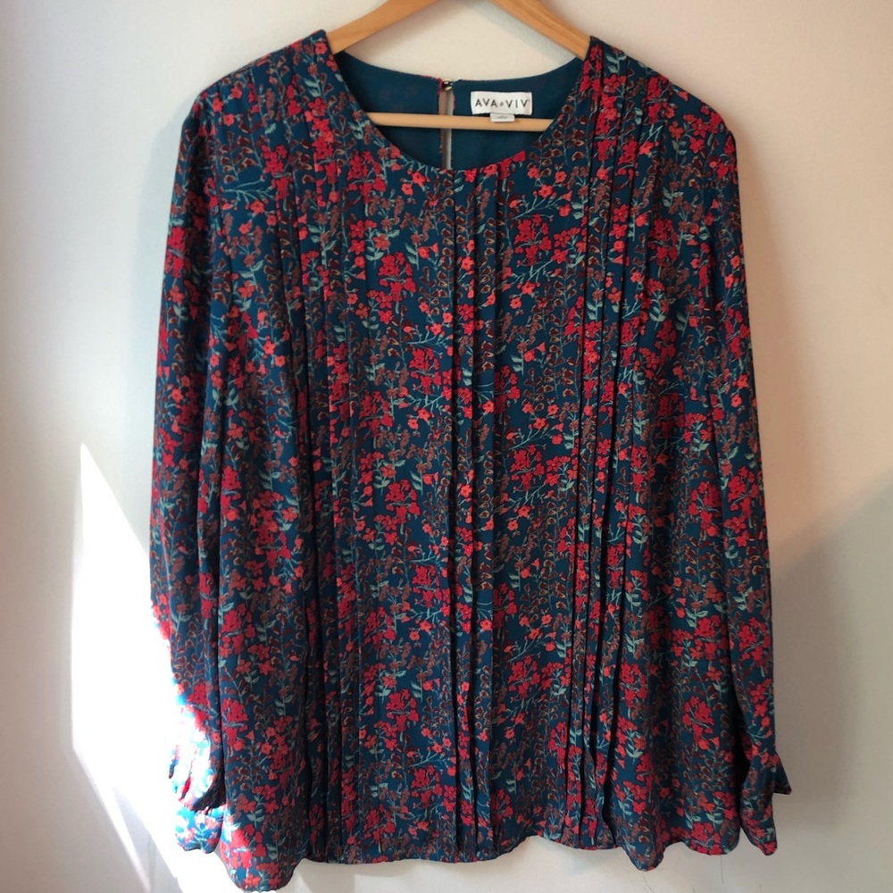 AVA&VIV Long Sleeve Spring Floral Top